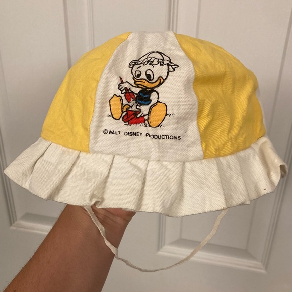 Disney Other - Vintage Disney Toddler Panel Pleated Bucket Hat Huey, Dewey & Louie chin strap
